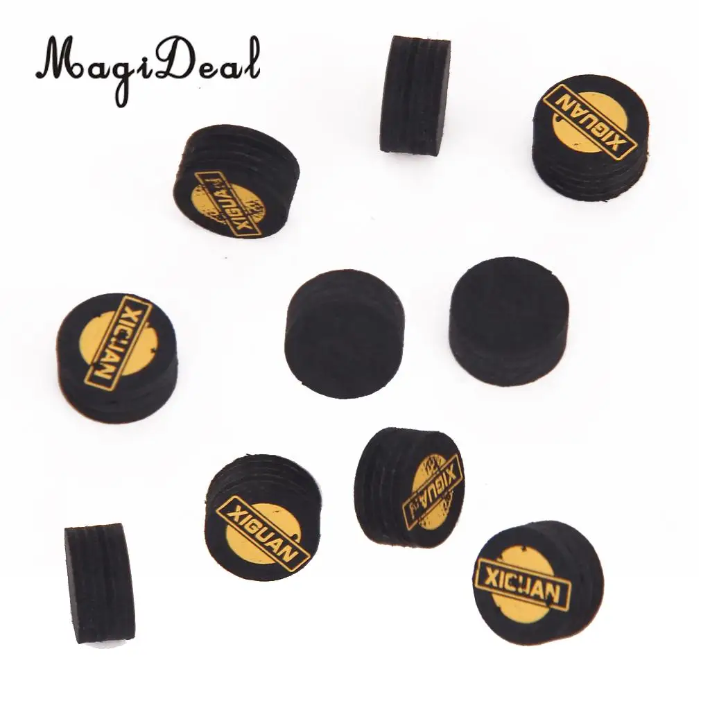 

MagiDeal Brand New 10Pcs 14mm Black 5 Layered Leather Snooker Billiards Pool Cue Tip Replacement Friend Gifts Snooker Supplies