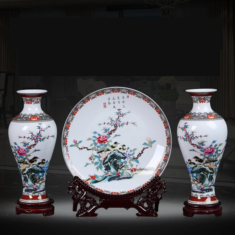 Antique Jingdezhen Ceramic Vase Set Classical Chinese Landscape Patterns Traditional Handmade Vase Flower Vases Porcelain Vase