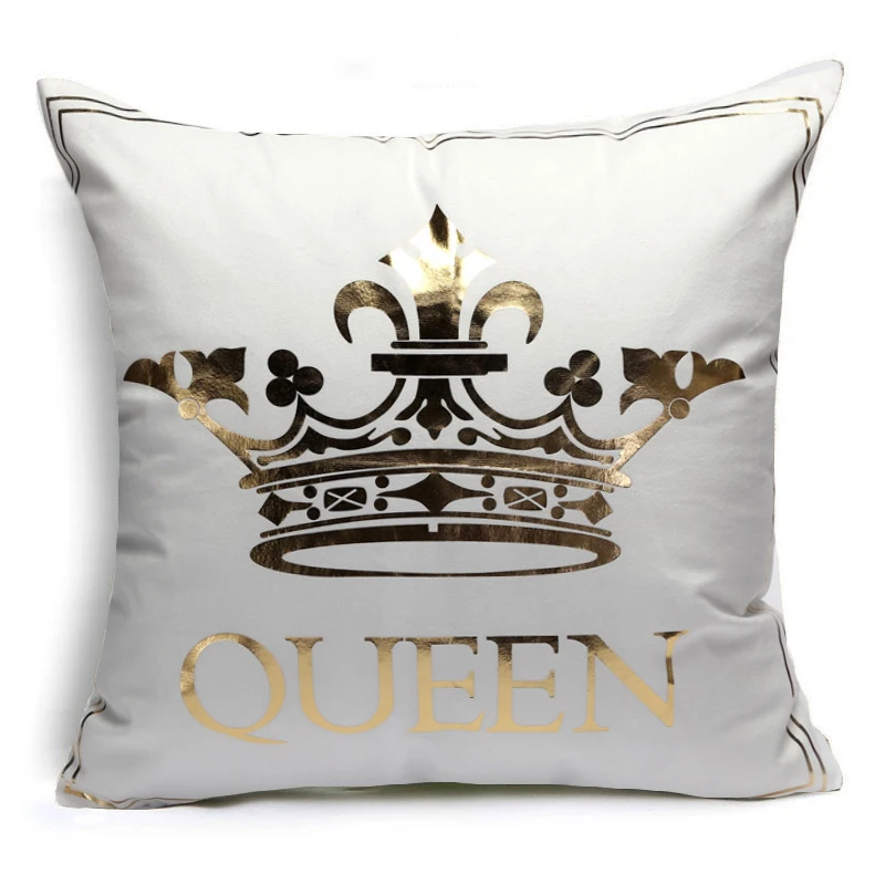KING&QUEEN Bronzing Cushion Cover LOVE Kiss Cotton Polyester Geometric Printed Lips Home Decorative Pillow Cover Pillowcase