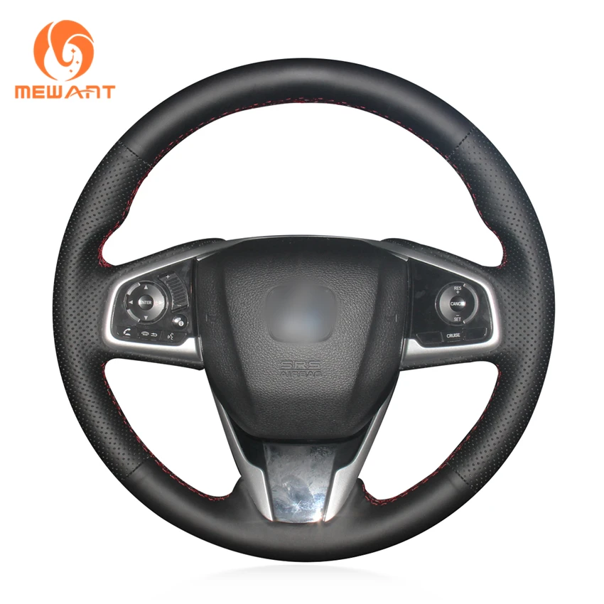 MEWANT Black Artificial Leather Car Steering Wheel Cover for Honda Civic 10 X CR-V CRV Clarity 2016 2017 2018 2019 2020-2022