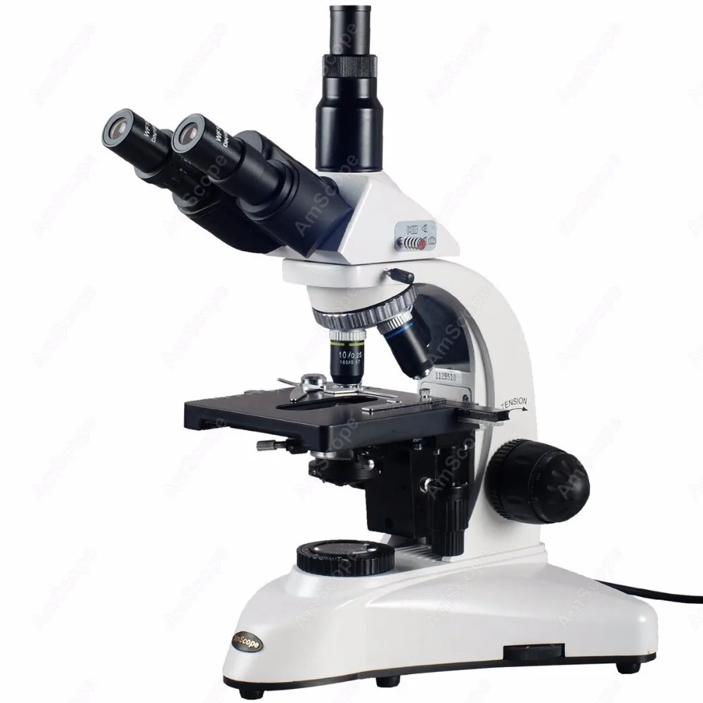 AmScope Biological Compact Base Trinocular Compound Microscope 40X-2000X+ 20W Halogen Illumination, 3D Mechanical Stage