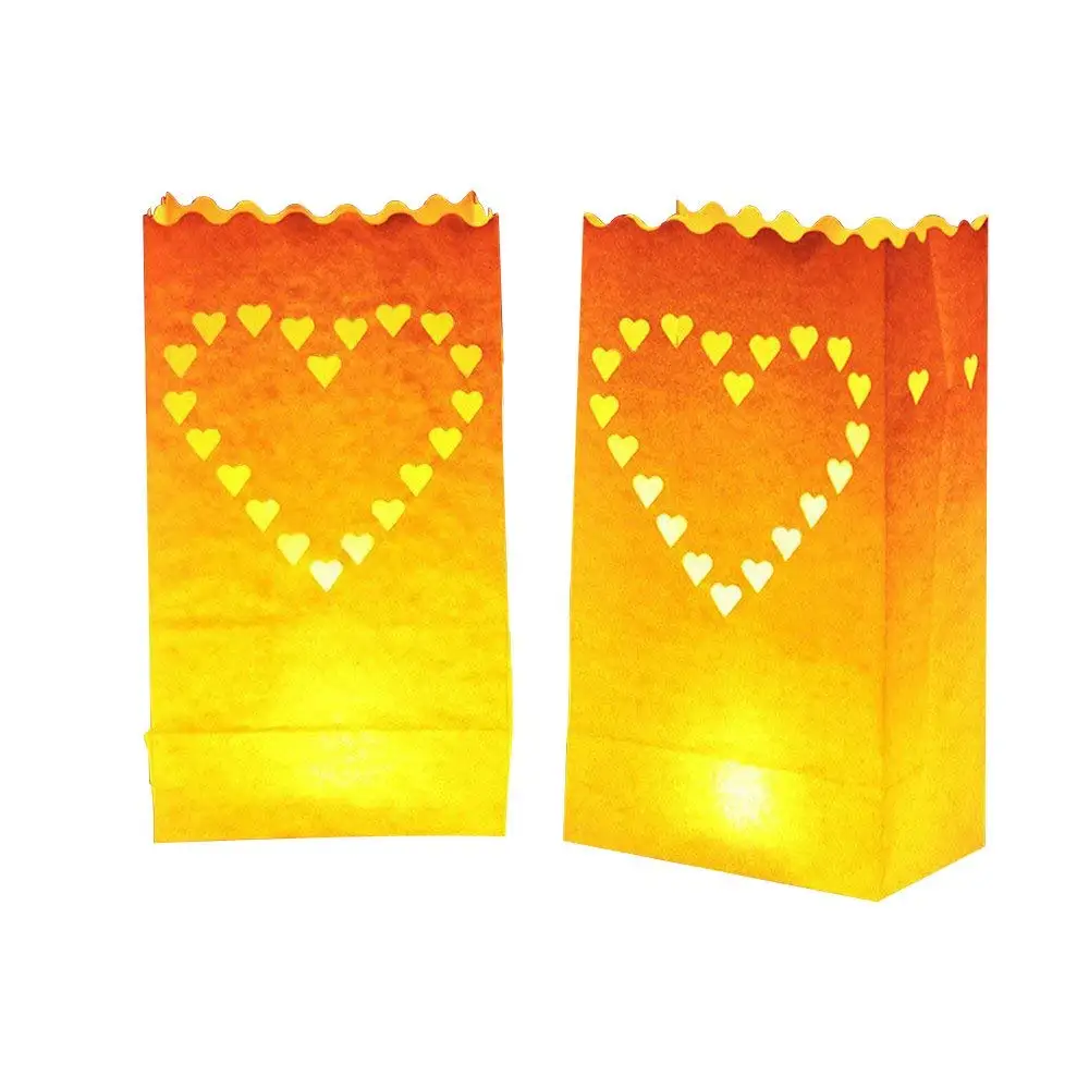 

Big Heart Flame Resistant Tealight Candle Bags, Luminaries Bag, Outdoor Lantern for Wedding, Xmas, Christmas Decor, 100 Pcs