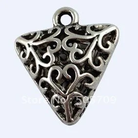 

40PCS Tibetan Silver Color Floral Triangle Charms A12554