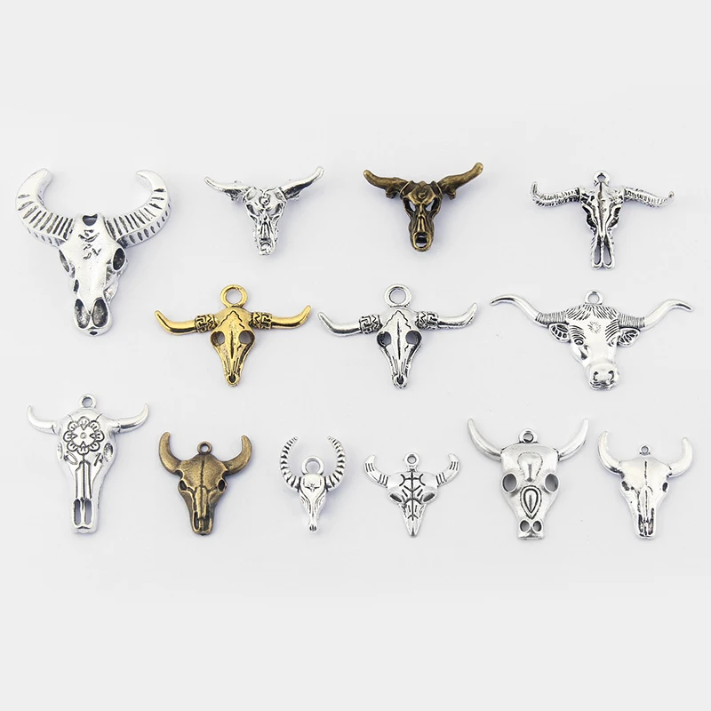 5Pcs/lot Bull Toro Taureau Head Punk Charms Pendant For Necklace Bracelet DIY Jewelry Making Findings Accessories