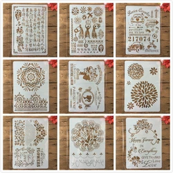 1Pcs A4 Girl Perfume Car Chinese Words DIY Craft Layering Stencils Painting Scrapbooking Stamping Embossing Album Card Template
