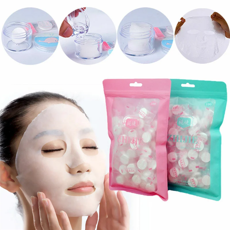 50/100pcs Compressed Cotton Face Mask Paper Disposable Facial Masks Papers Natural Skin Care Wrapped Masks DIY Makeup Face Tool