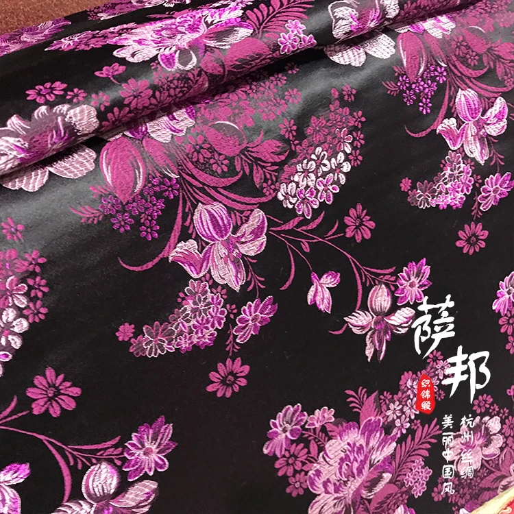 vintage flowers satin fabric imitate silk Brocade Fabric Damask Jacquard Apparel Costume Upholstery Furnishing tissu 75*50cm