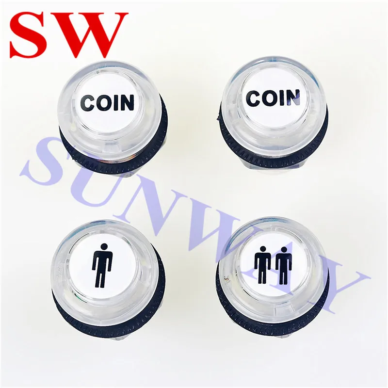 24mm/28mm Arcade LED Illuminated Light Start Player Push Button 1P + 2P + Arcade LED Coin Buttons For PC Controller Game