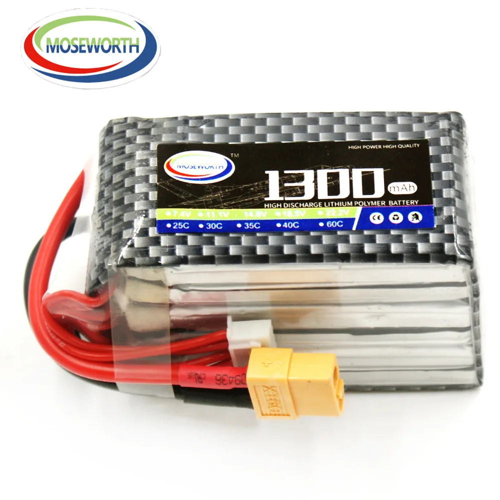 ซื้อ Moseworth Lipo แบตเตอรี่ 6S 22.2V 30C Rc แบตเตอรี่ 1300mAh สําหรับเครื่องบิน Drone รีโมทคอนโทรลรถแบตเตอรี่ลิเธียม 1300mAh 6 เซลล์