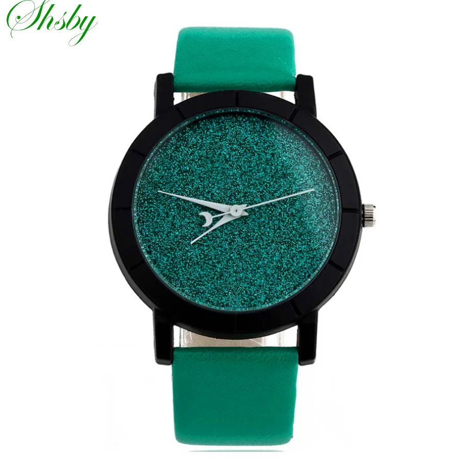 

shsby new babysbreath Leather strap watch femme Casual clock Lady Rhinestone Quartz Wristwatch colorful Women dress Watches gift