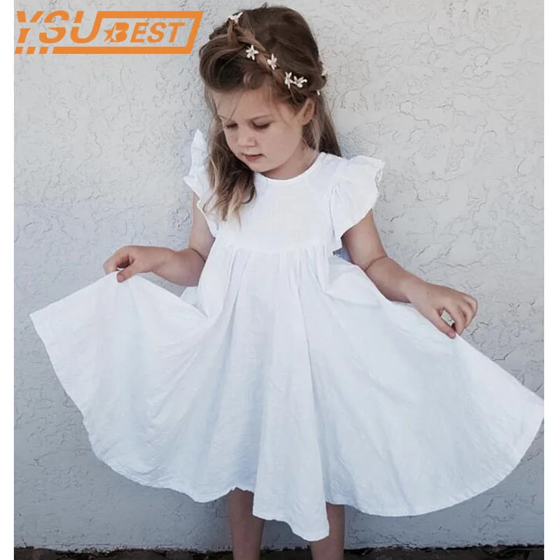 Summer Baby Girls Dresses 2022 European America Toddler Kids Girl Dress Ruffles Princess Linen Dress Fashion Summer Clothing