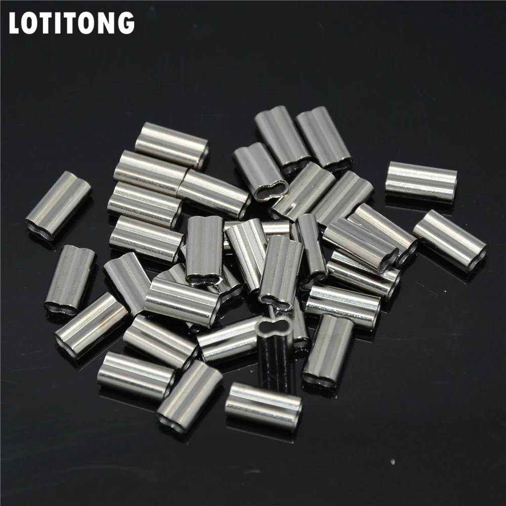 LOTITONG 100pcs Barrel Crimping Sleeves copper double tube sea fishing wire sleeve fishing line tube inside Diameter 1.4mm-2.2mm