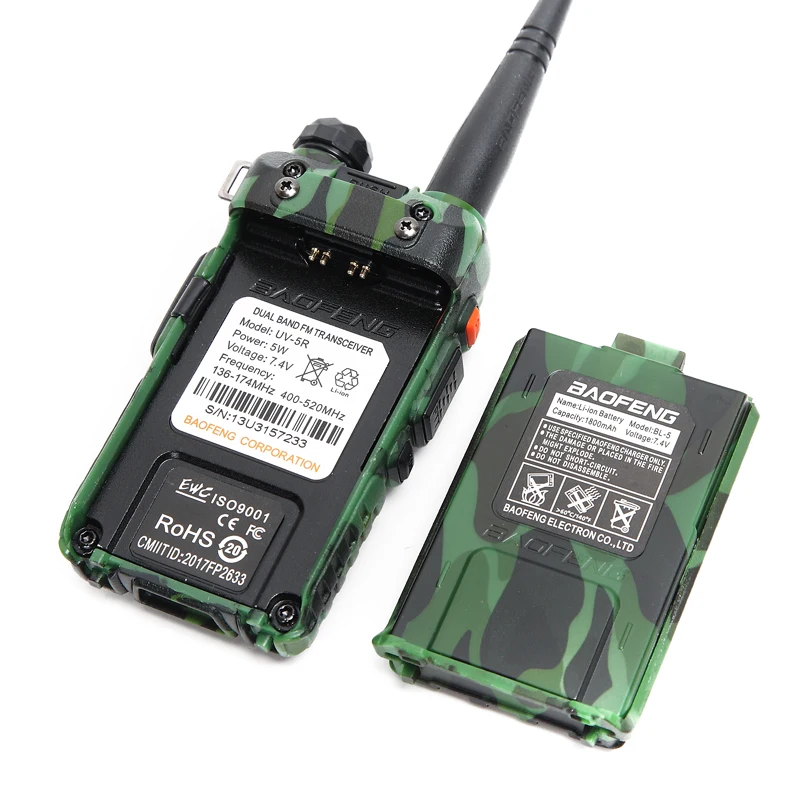 BAOFENG-batería de iones de litio para walkie-talkie, batería Original de UV-5R de 7,4 V y 1800mAh para Radio de la serie Baofeng BL-5 UV-5R, color negro y camuflaje, 4 Uds.