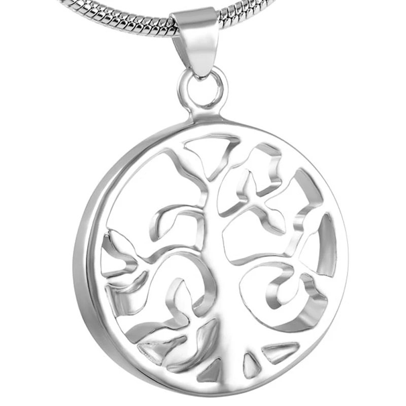 IJD8107 Never Fade 316L Stainless Steel Tree of Life Memorial Necklace Hold Ashes Keepsake Cremation Urn Pendant Jewelry for Men