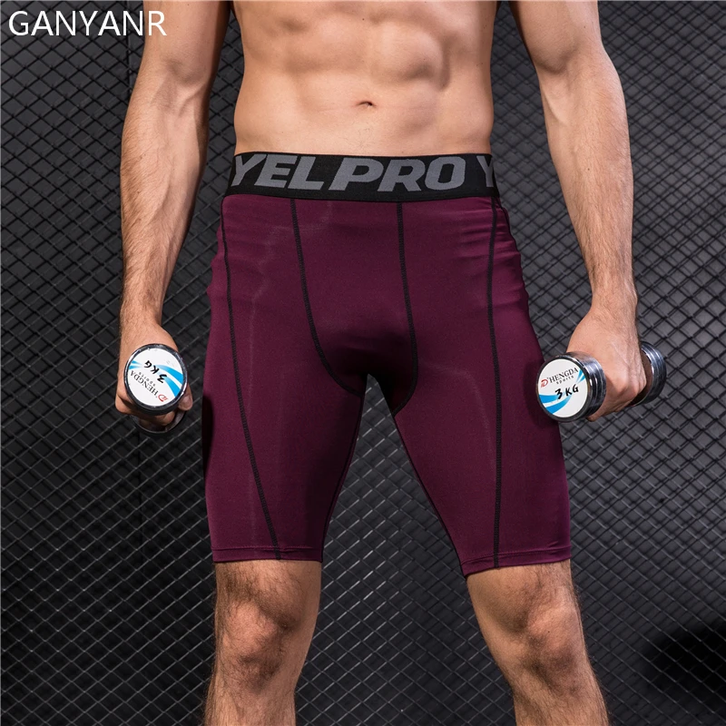 

GANYANR Running Tights Men Yoga Basketball Leggings Fitness Compression Shorts Athletic Sports Skins Bodybuilding Jogging Gym