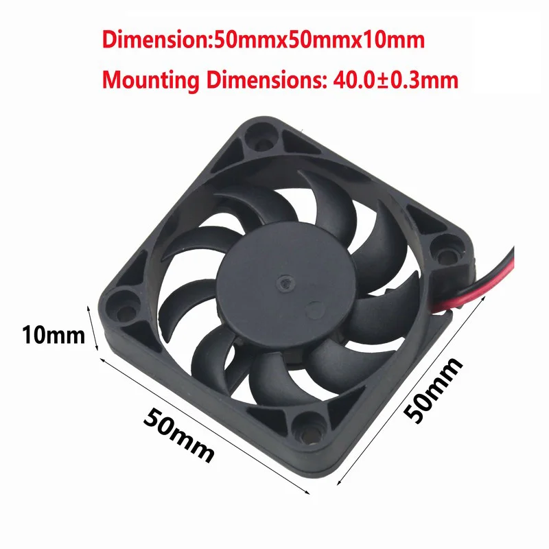 Gdstime 2 pcs 9 Blades 5V DC 50mm 50mm x 10mm Blow Radial Cooling Fan Hotend Extruder For RepRap 3D Printer