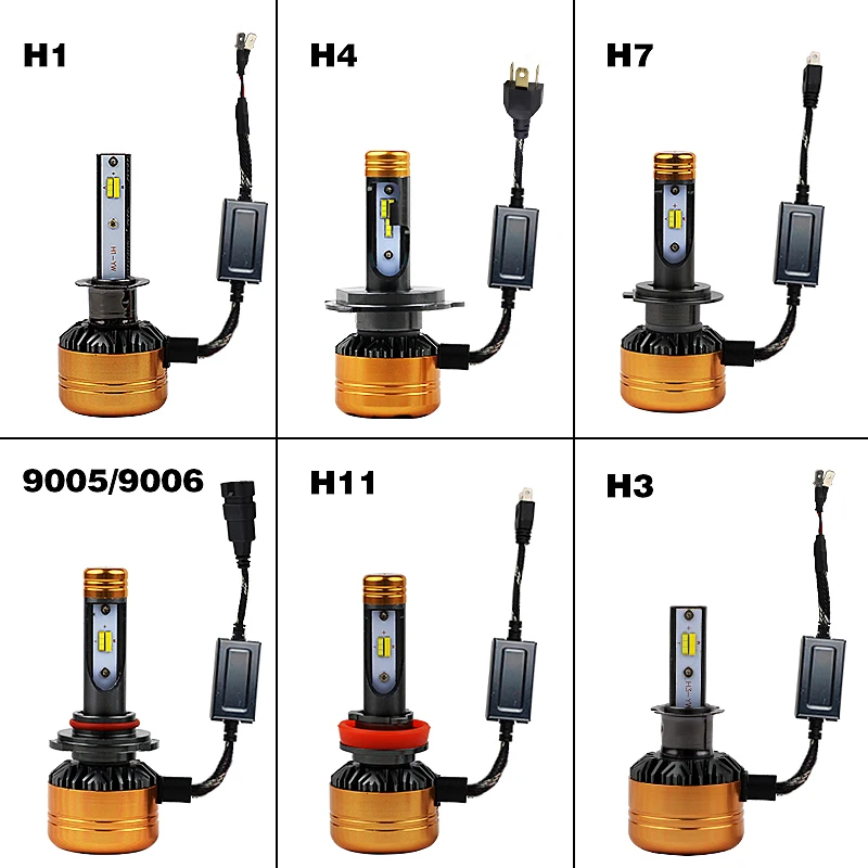 PAMPSEE Car Tricolor 3Color LED Headlight Z5 H1 H4 H7 H11 HB4 50W 5800LM 3000K 4300K 6000K Yellow White Dual Two Color LED Bulbs