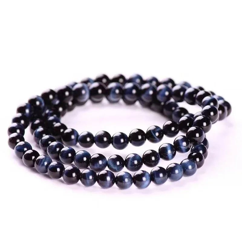 Natural Blue Tiger's Eye Bracelet Multi Circle Beaded Bracelet for Men Women 6mm Drop Shipping