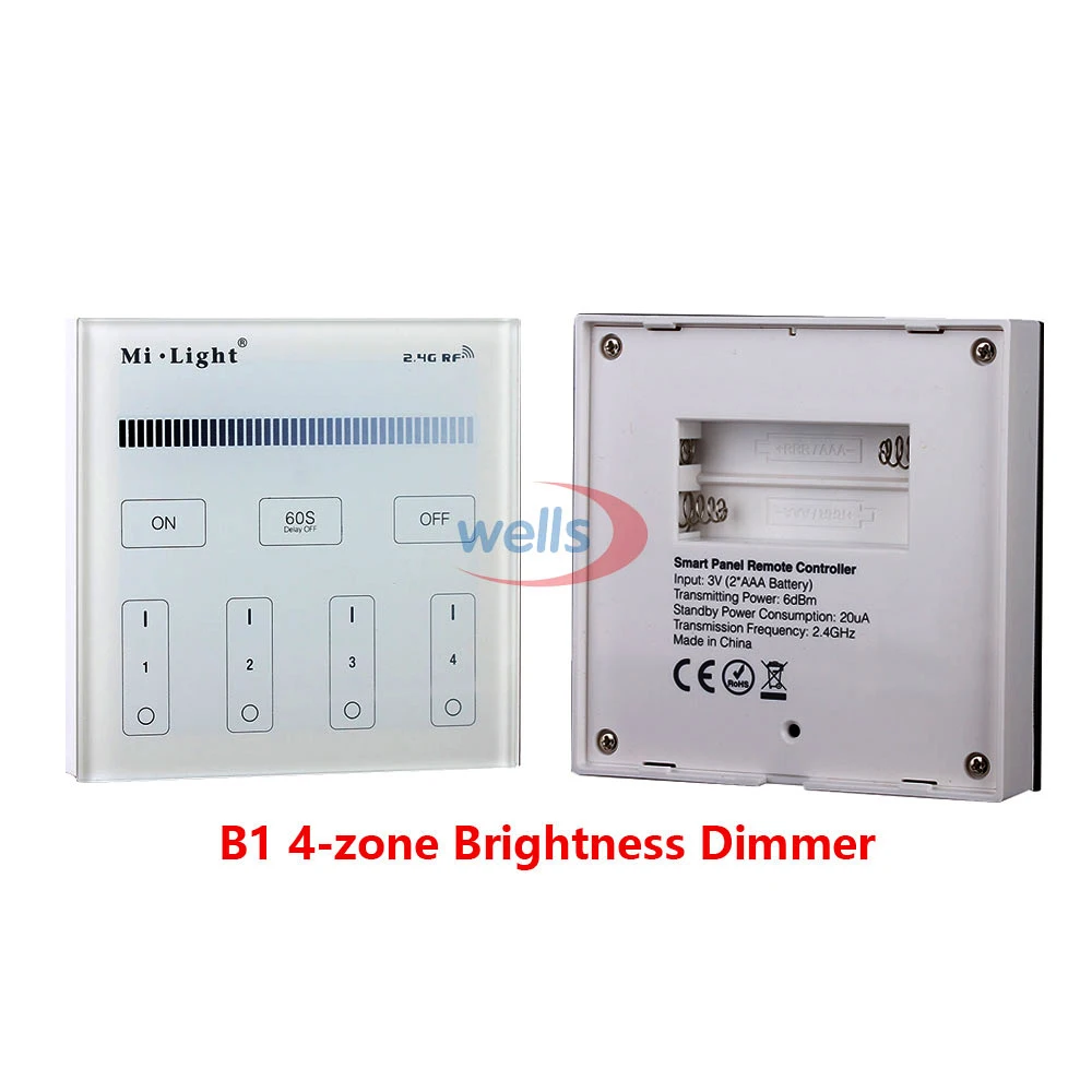 Imagem -02 - Miboxer b1 b2 b3 b4 2.4g 4-zone Inteligente Painel de Toque Led Dimmer Controlador para Rgb Rgbw Cct Brilho Led Luz de Tira