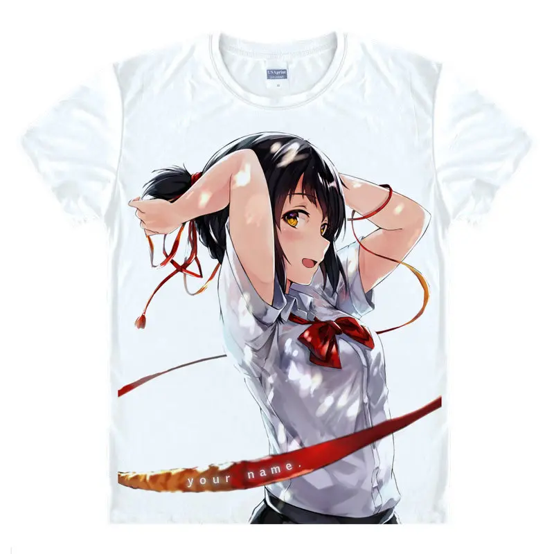 Coolprint Japanese manga Your Name T-Shirts anime shirt of Tachibana Taki and Miyamizu Mitsuha, Casual Printing Shirt Juniors