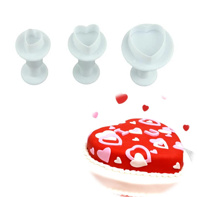 Small Heart Round Sugarcraft Fondant Cutter Plastic Cake Mold DIY Fondant Cake Decorating Tools Plunger Paste Sugar Craft Die