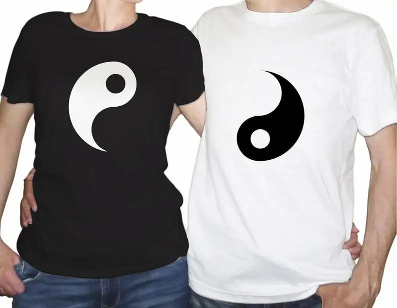 

Skuggnas New Arrival ying yang T-shirt gift for couple Lovely Valentine Couple T-Shirt Short Sleeve Fashion Matching shirts
