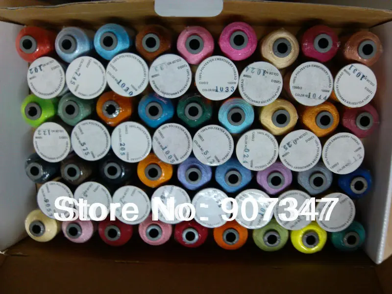 

Free shipping 60 brother colors polyester embroidery machine thread 1000m/cone, Buy one set, send 10 plastic bobbins size A