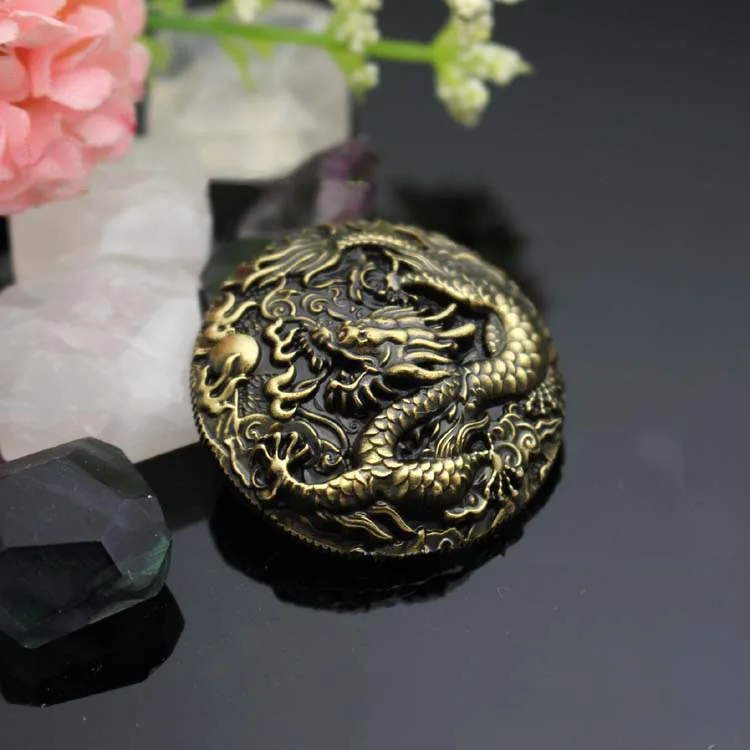 33mm Solid brass Antiqued Bronze Metal decoration Button Antique Decorated Set Dragon For DIY Wallet Bag Decor Leather craft