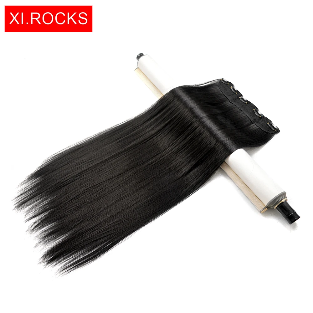 Xi.Rocks WJZ12070/1p 25ColorSynthetic 70cm Long Straight wig On Hairpins False Hair Clip In Hair Extension Black wigs Extensions