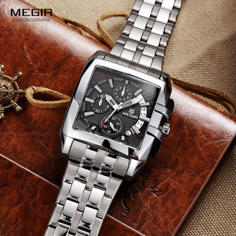 Megir New Business Men\'s Quartz Watches Fashion Brand Chronograph Wristwatch for Man Hot Hour for Male with Calendar 2018