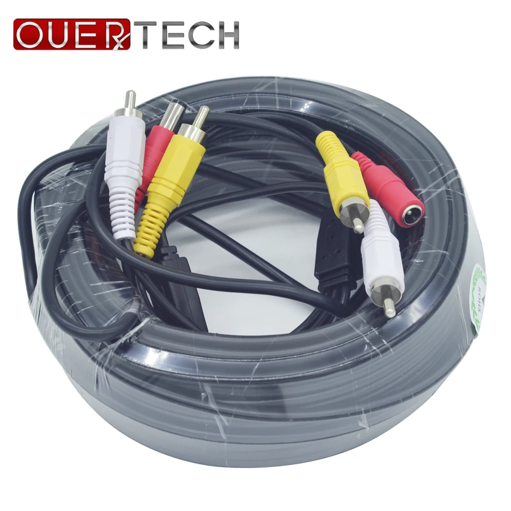 

OUERTECH 20M Security CCTV Cable RCA CCTV Camera Video Audio AV Power Cable Security Camera for dvr and camera