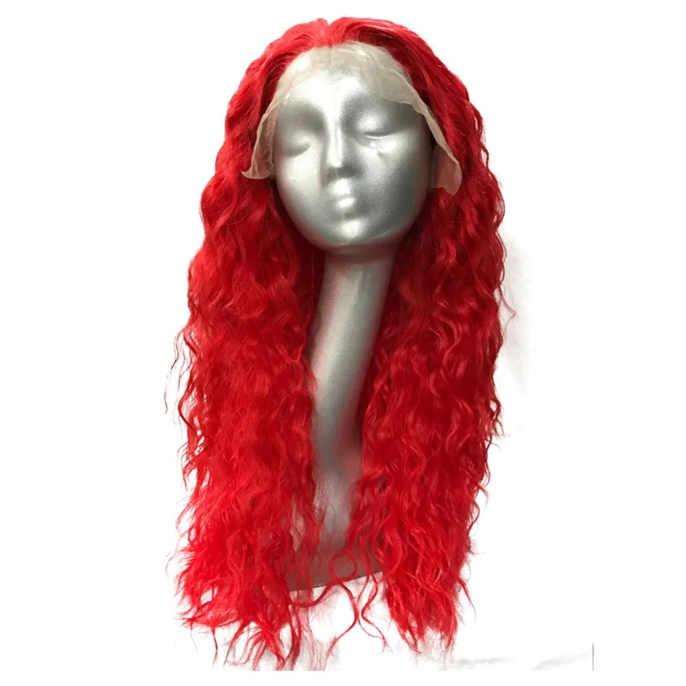 StrongBeauty Red Lace Front Wigs Long Curly Hair hairpiece Synthetic Heat Resistant Fiber wig