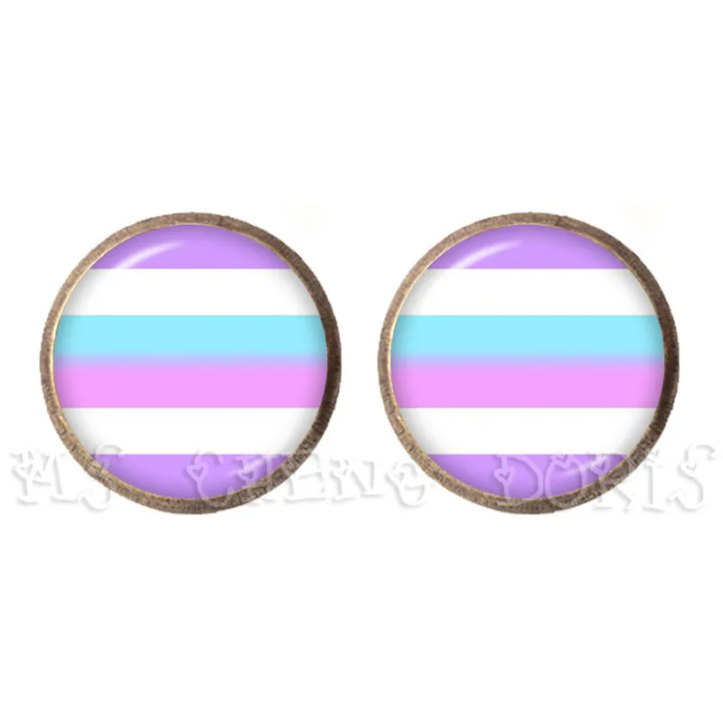 Bi Pride Stud Earrings LGBT Earrings Hypoallergenic Ear Nail Gay Pride Jewelry Rainbow Flag Glass Cabochon Earrings Jewelry image 6