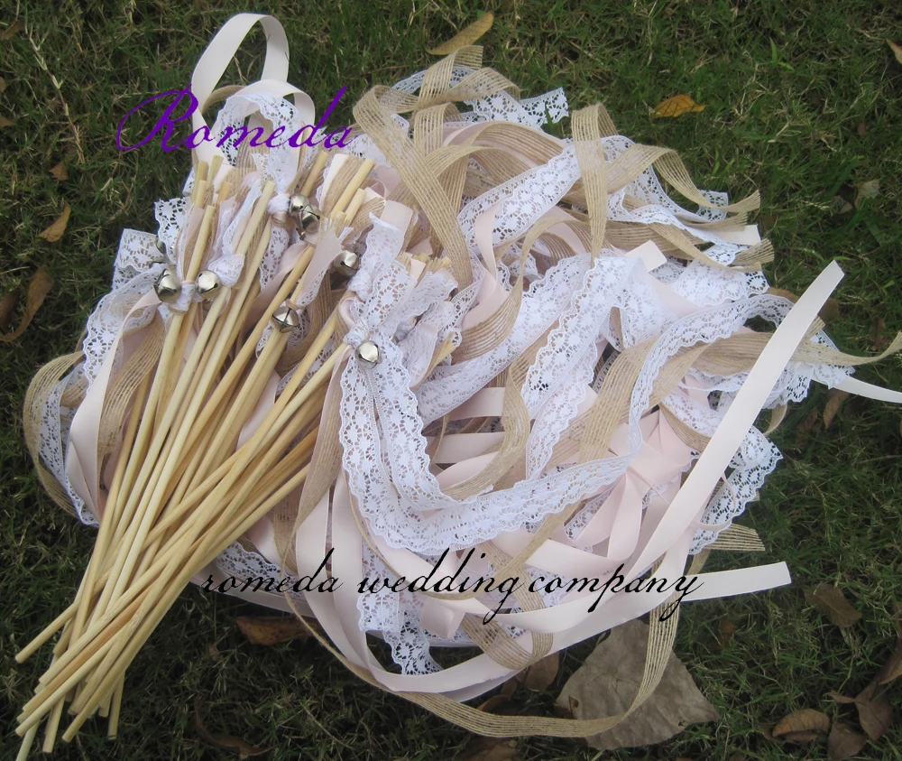 

80pcs/lot Jute wedding wands,barlap wedding sticks For Wedding Decoration