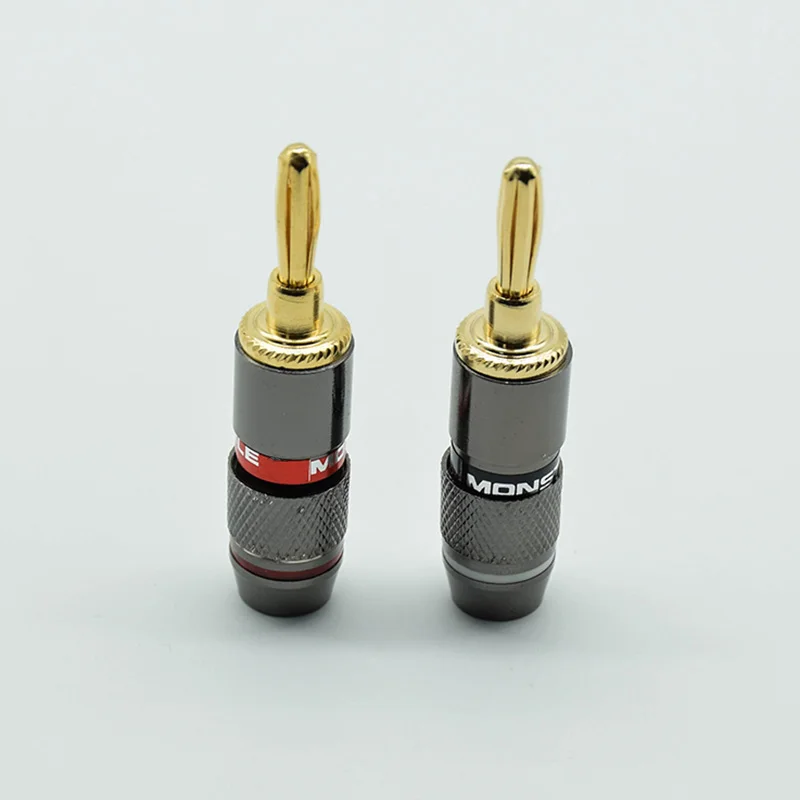 2PCS/1pair red black 24K Gold Plated Pure Copper Zinc Alloy Monster Banana Plug Connector Audio Power Speaker Plugs Connector