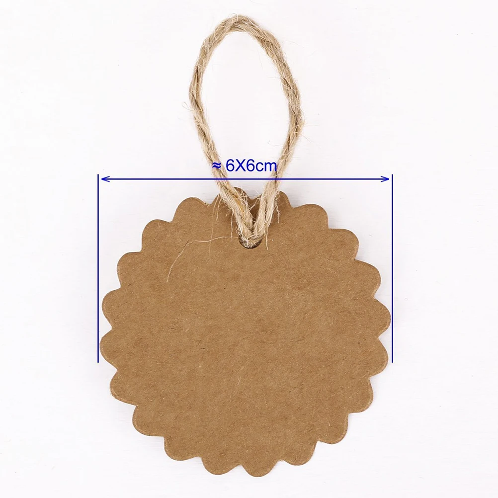 100pcs 60mm Round Scalloped Kraft Paper Card / Cute Luggage Tags / DIY Tag / Luggage Tag / Price Label With 10M Jute Twine