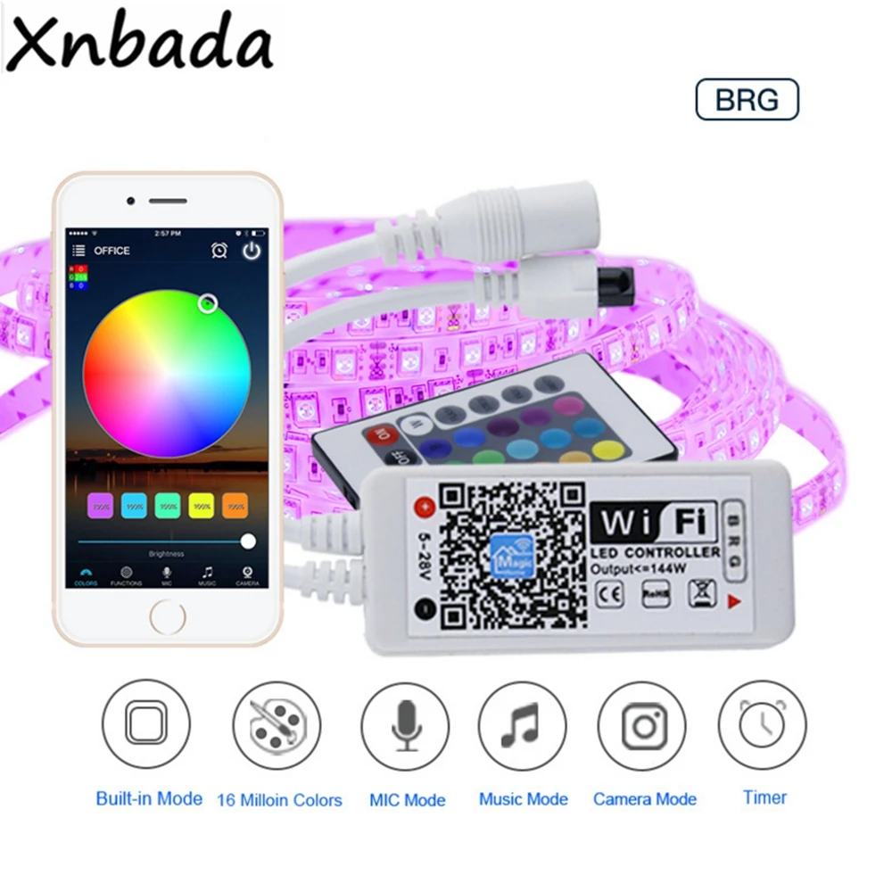 WIFI RGB/RGBW Led Strip Controller Mini Wifi+RF 24Keys Remote Controller With 16Million Colors For RGB/RGBW Led Light DC5-28V