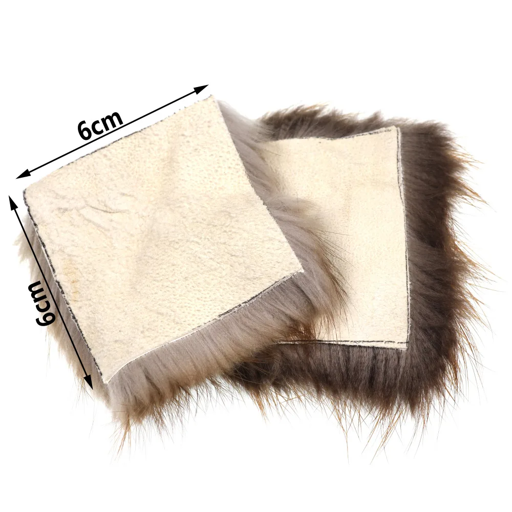 Bimoo 2PCS 6X6cm Beaver\'s Fur Hair for Dry Fly Caddis Emergers Nymph May Fly Tying Trout Fly Fishing Material Natural Color