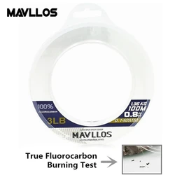 Mavllos 100% Fluorocarbon Fishing Line Carp 50M 100M Super Strong Leader Carbon Fiber Saltwater Fly Fishing Line Monofilament