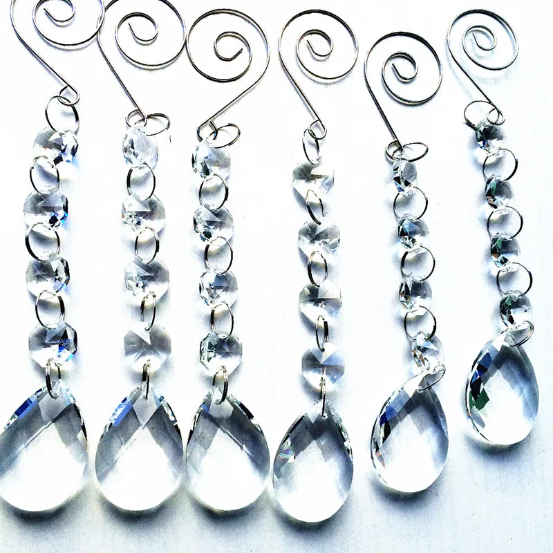 

20 шт. 15 см прозрачная стеклянная призма, свадебное украшение, поставка топперов для торта, подвесные Кристальные стеклянные Восьмиугольные бусины