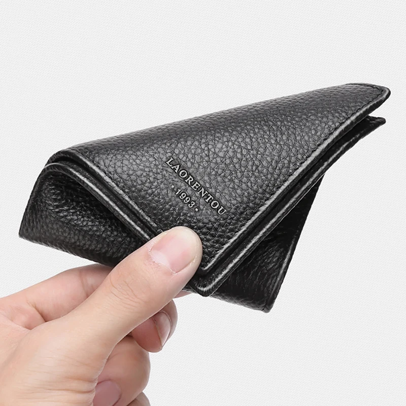 Laorentou Genuine Leather Men\'s Wallets Driver\'s License Card Holder Vintage Casual Leather Coin Purse Card Clutch Bag for Men