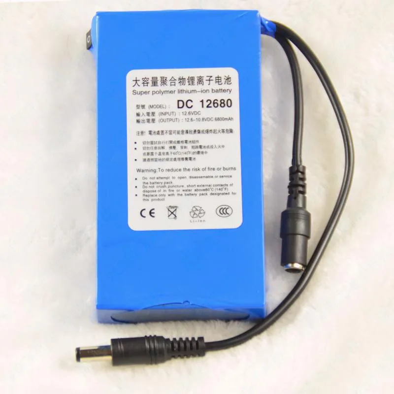 High Quality Super Rechargeable Portable Lithium-ion Battery Pack DC 12V 6800mAh DC12680 With US Plug/EU plug