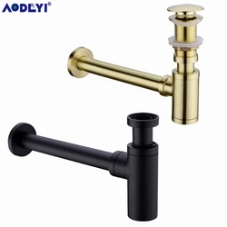 Pop Up Abfluss Taste Waschbecken Stecker Abtropffläche Siphon Abfall Waschbecken Stopper Kit Waschbecken Rohr Schwarz Gebürstet Gold Messing