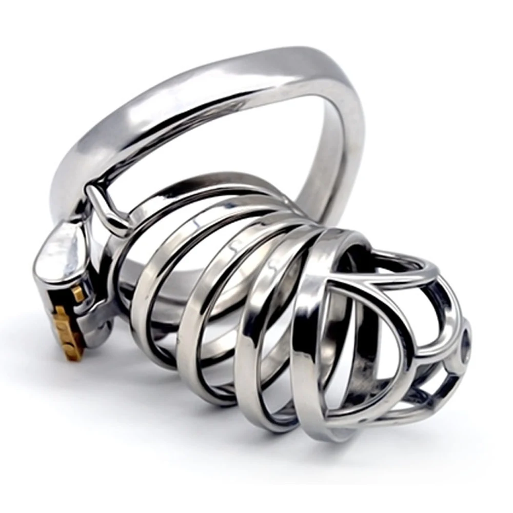 Male Chastity Devices Stainless Steel Cock Cage For Men Cock Lock Bondage Adult Product Metal Chastity Belt Penis Ring Sex Toys