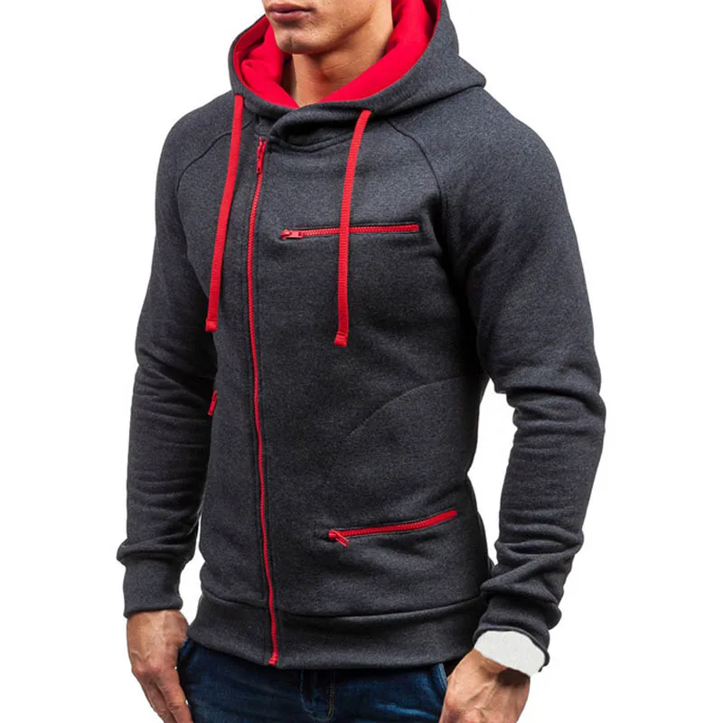 Men Hoodie Sweatshirt New Casual Solid Long Sleeve Mens Hoodies Slim Zipper Hooded Cardigan Sweatshirts Men Hoody Sweat Homme