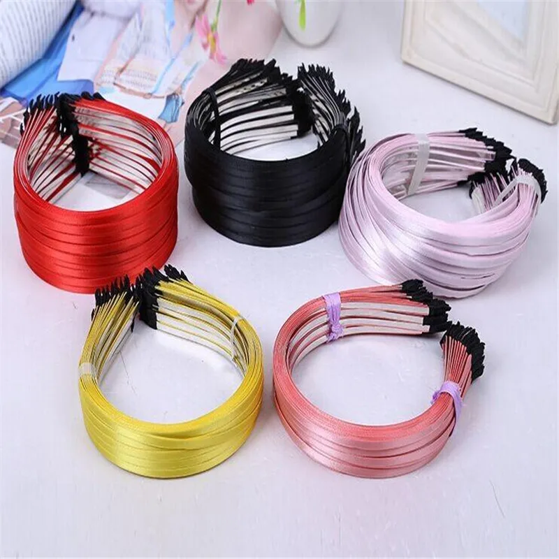 50pcs 5mm Solid Satin Ribbon Covered Metal Headband Hair Band DIY Craft Hairband Alice Headband Hair Band