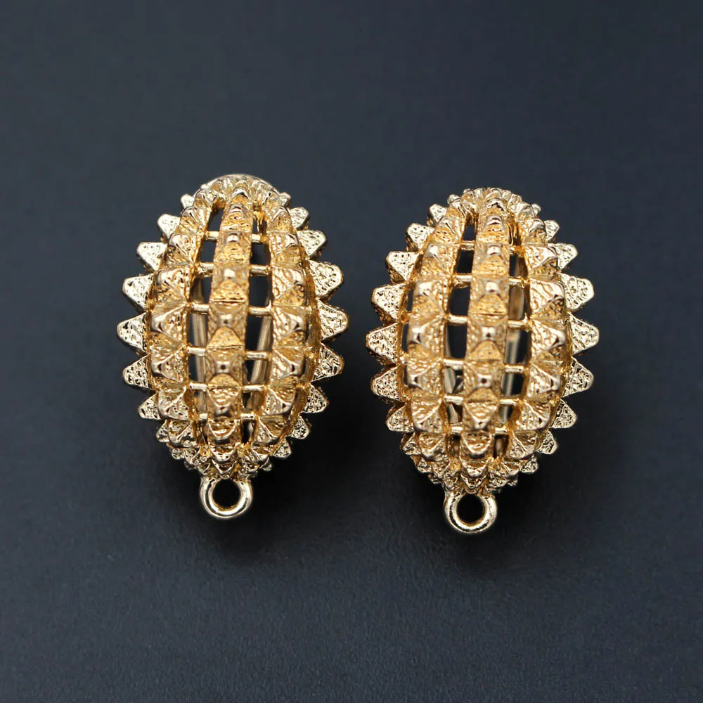 10pair Stud Clip Earrings Post Filigree Circle Base with Loop Hanger DIY Findings Accessories Nigerian Wedding Dubai Jewelry