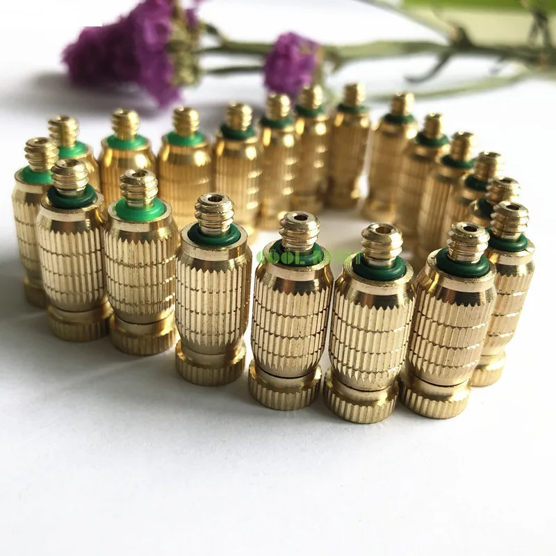 S174 Brass material nickle plating high pressure mist nozzle fine fog for patio misting system 0.1mm-0.6mm 20pcs/pack