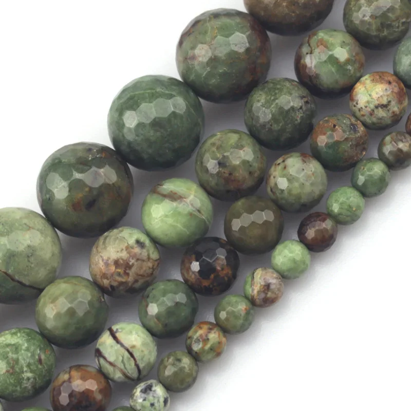 

round faceted green opal beads natural spacer stone beads DIY loose beads for jewelry making strand 15" wholesale