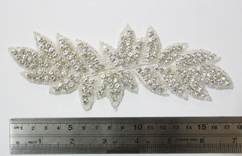 Free Shipping 10 pcs/lot 7'' Rhinestone Applique for Wedding Gown Bridal Sash  Evening Wear Rhinestone Patch LSAP0904